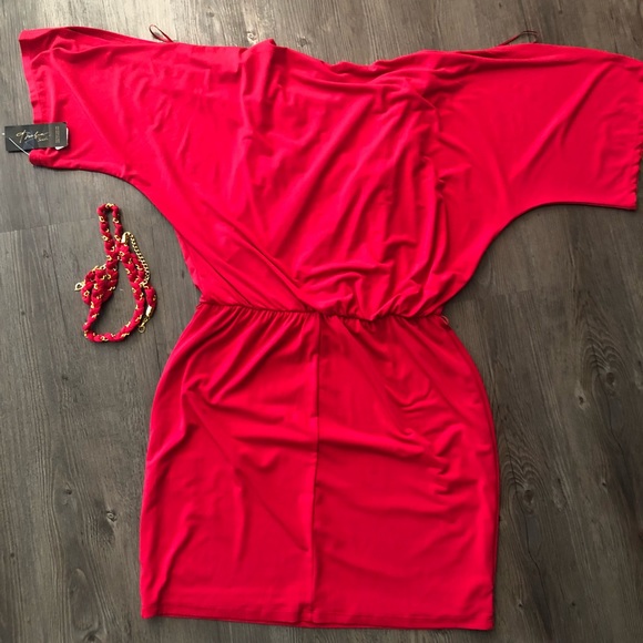 Cold Shoulder Studded Blouson Dress b95 - Picture 6 of 8